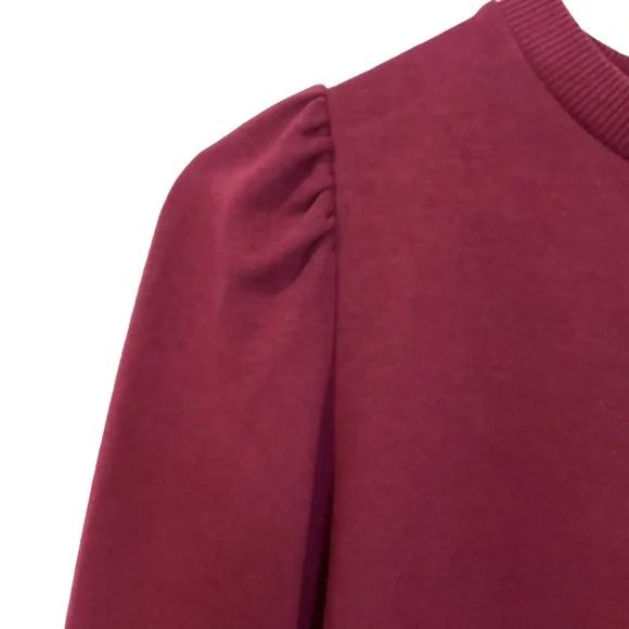 Boden Women’s Puff Sleeve Sweatshirt Dress - Burgundy Long Sleeve Stretc… - Picture 12 of 16